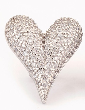 Broqueles de corazón Yoiko con acabado baño rodio zirconia