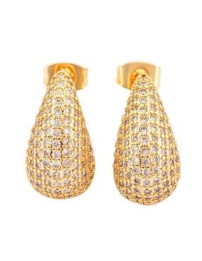 Broqueles de gota Yoiko Vistelle con acabado baño de oro zirconia