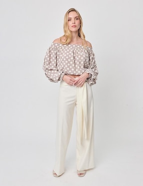 Blusa strapless Linea Pura manga larga para mujer