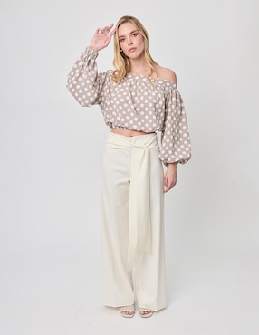 Blusa strapless Linea Pura manga larga para mujer