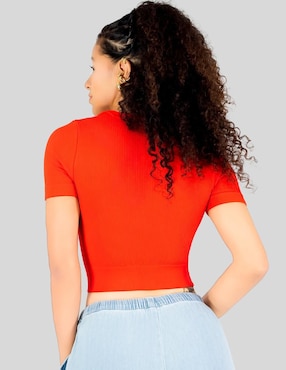 Playera manga corta Malabis Crops Pullover cuello v para mujer