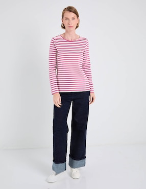 Playera manga larga Ferrioni cuello redondo para mujer