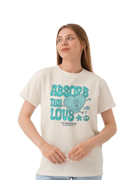 Playera manga corta Bob Esponja cuello redondo para mujer
