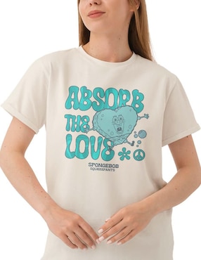Playera manga corta Bob Esponja cuello redondo para mujer