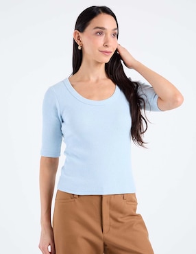 Playera manga al codo Dockers cuello redondo para mujer