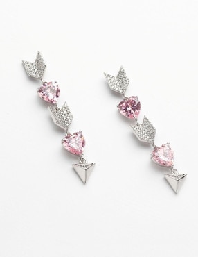 Aretes largos de flecha Yoiko Amarisse Flèche con acabado baño rodio zirconia