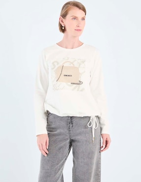 Playera manga larga Dándara cuello redondo para mujer