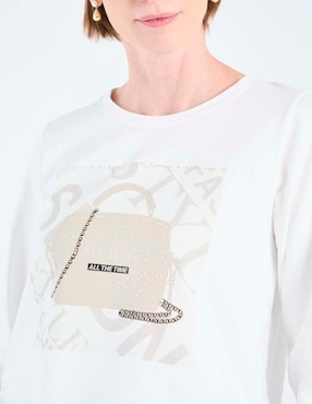 Playera manga larga Dándara cuello redondo para mujer