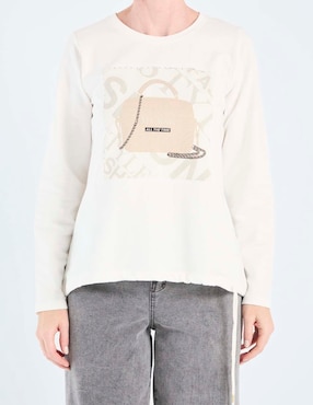 Playera manga larga Dándara cuello redondo para mujer