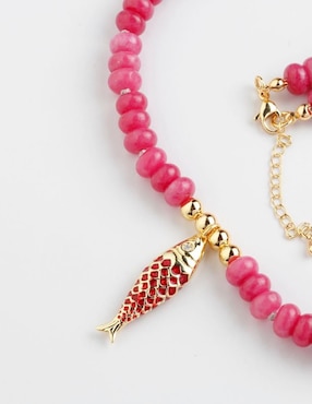 Collar de peces Yoiko Pezrubi de baño de oro 18 K