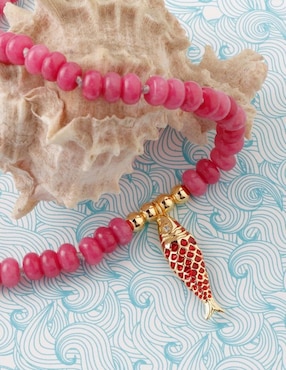 Collar de peces Yoiko Pezrubi de baño de oro 18 K