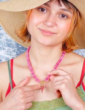 Collar de peces Yoiko Pezrubi de baño de oro 18 K
