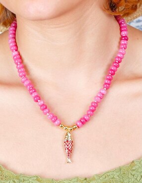 Collar de peces Yoiko Pezrubi de baño de oro 18 K