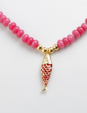 Collar de peces Yoiko Pezrubi de baño de oro 18 K