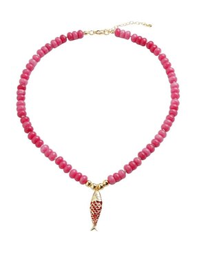 Collar de peces Yoiko Pezrubi de baño de oro 18 K
