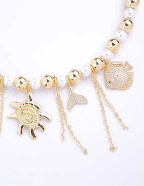 Collar de coral Yoiko Solarelle de baño de oro 18 K