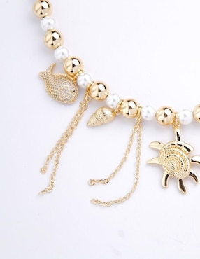 Collar de coral Yoiko Solarelle de baño de oro 18 K