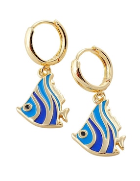 Aros de pez Yoiko Azulina con acabado baño de oro 18 K