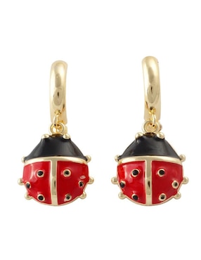 Aretes cortos de catarina Yoiko Catarinette baño de oro 18 k