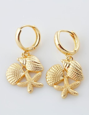 Broqueles de coral Yoiko Maralys baño de oro 18 k