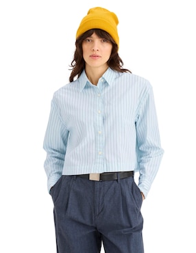 Blusa camisera Dockers manga larga para mujer