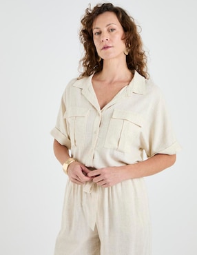 Blusa camisera Lieb manga al codo para mujer