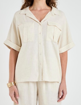 Blusa camisera Lieb manga al codo para mujer