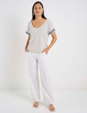 Playera manga corta Lieb cuello V para mujer