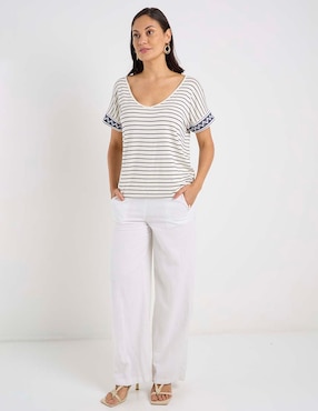 Playera manga corta Lieb cuello V para mujer