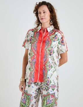 Blusa camisera Lieb manga corta para mujer
