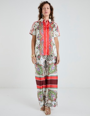 Blusa camisera Lieb manga corta para mujer