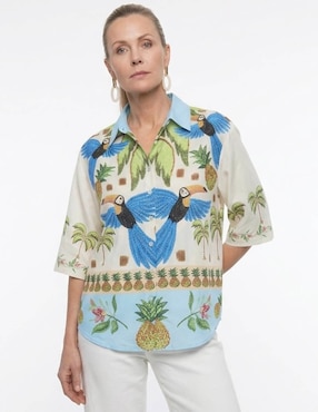 Blusa camisera Lieb manga 3/4 para mujer