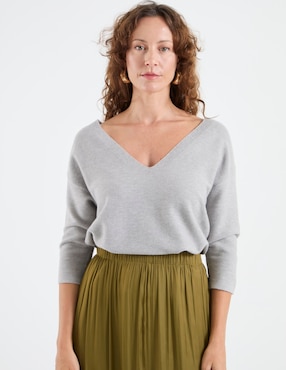 Suéter Lieb Basics cuello V para mujer
