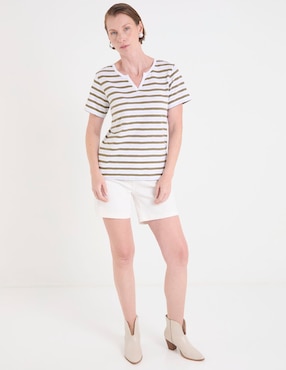Playera manga corta Lieb cuello v para mujer