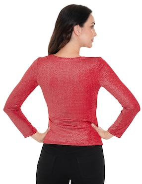Playera manga larga Atelier Petite cuello V para mujer