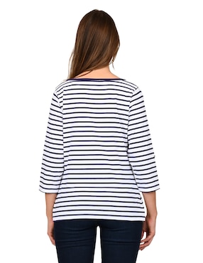 Playera manga 3/4 Ferrioni Lorela cuello V para mujer