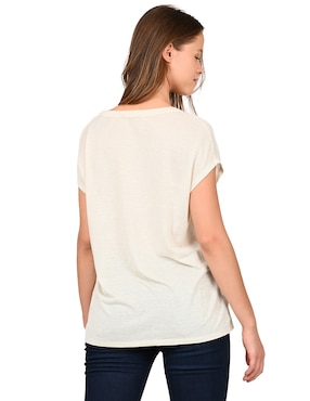 Playera manga corta Ferrioni Matilda cuello V para mujer