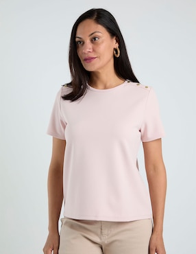 Playera manga corta Liz Claiborne cuello redondo para mujer