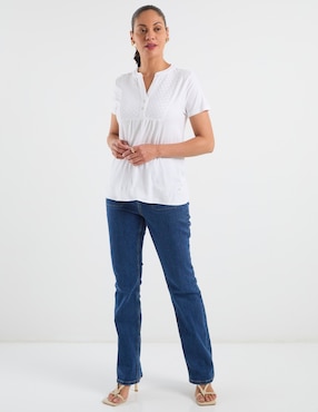 Jeans straight a la cintura Liz Claiborne para mujer