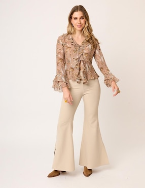 Blusa peplum Linea Pura manga larga para mujer