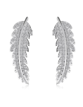 Aretes largos de hoja Yoiko Aurea de plata p 925 zirconia