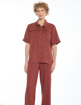 Blusa camisera Foley's manga corta para mujer