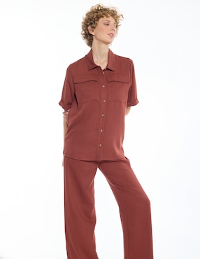 Blusa camisera Foley's manga corta para mujer