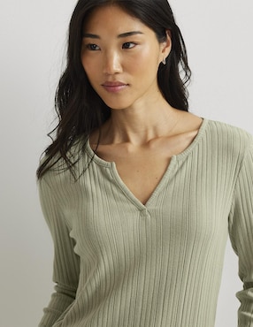 Playera manga larga Eddie Bauer cuello redondo para mujer