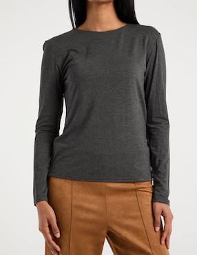 Playera manga larga Lieb cuello redondo para mujer