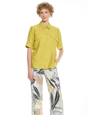 Blusa camisera Foley's Letizia manga corta para mujer