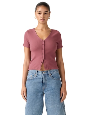 Playera manga corta Levi's cuello V para mujer