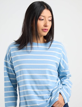 Playera manga larga Levi's cuello redondo para mujer