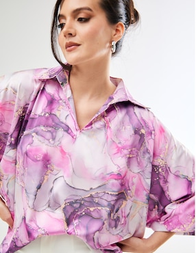 Blusa Pureza Rose manga 3/4 para mujer