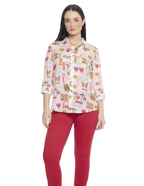 Blusa camisera Foley's manga larga para mujer